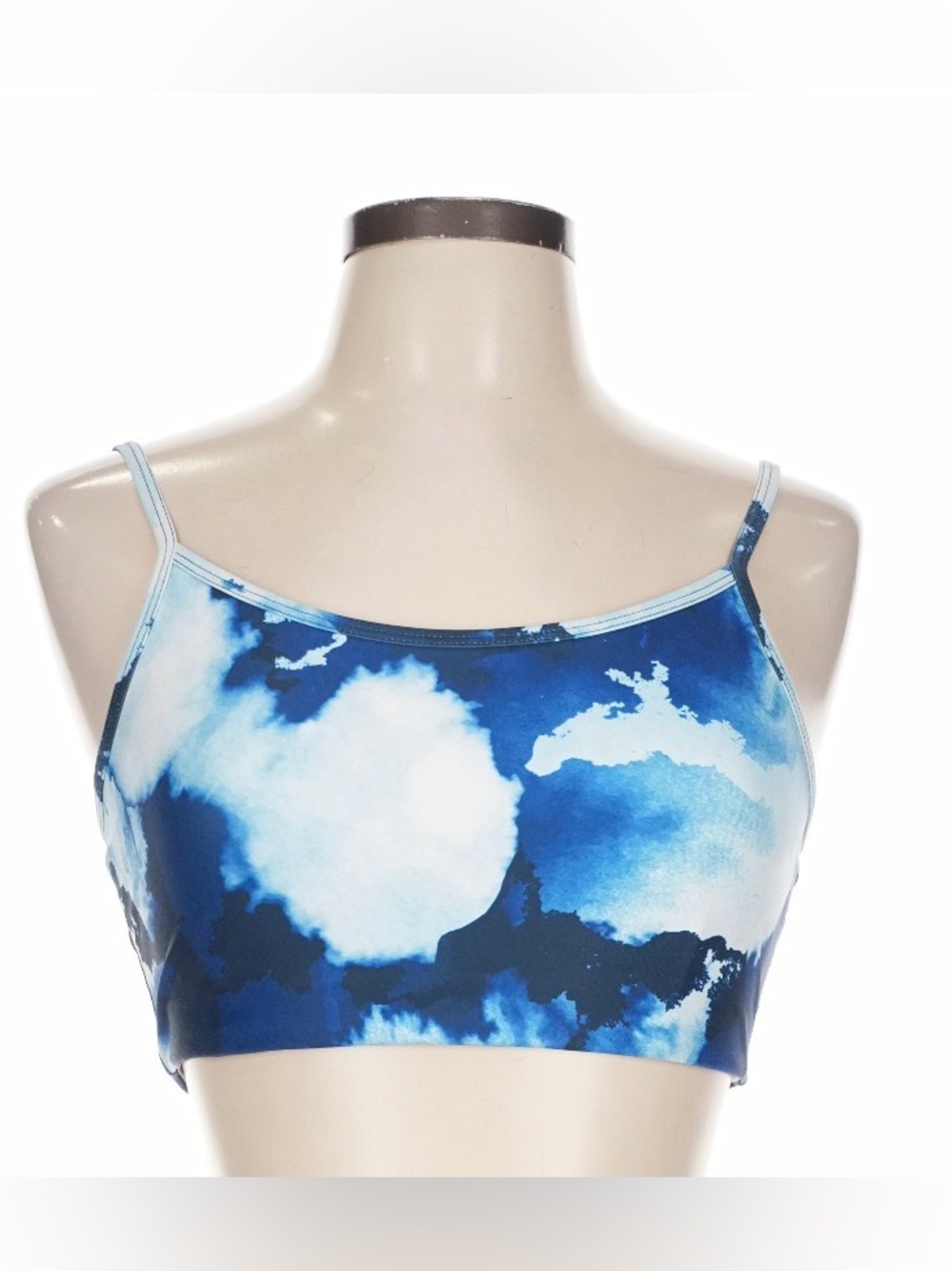 Sage Collective Blue Cloud Print Strappy Sports Bra Crop Top Large